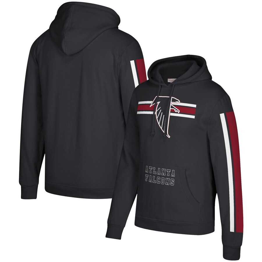 Atlanta Falcons Mitchell & Ness Three Stripe Pullover Hoodie Black,We sell and wholesale Atlanta Falcons Mitchell & Ness Three Stripe Pullover Hoodie Black on line form chian!
